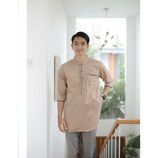 KOKO KURTA PAKISTAN BAJU MUSLIM PRIA WARNA NAVY Cream HIJAU BOTOL PUTIH HITAM ABU maroon M L XL