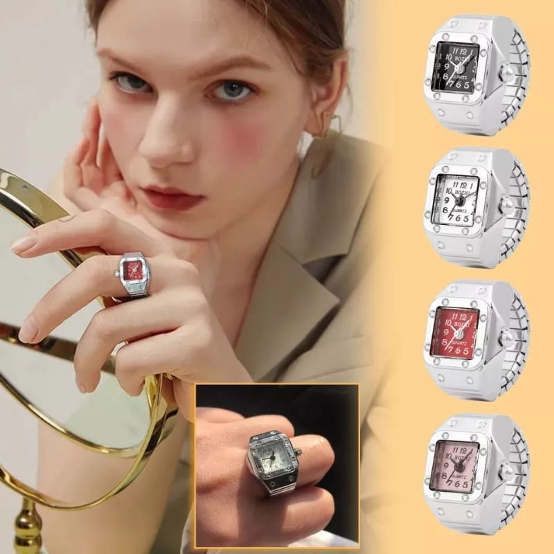 Cincin jam  pria wanita, Jam analog unik ring pegas staniles stell antikarat bisa melar.