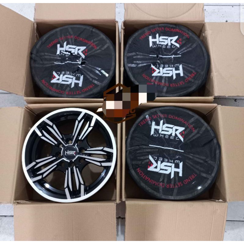 Velg Variasi Pelek Mobil Second Merkin(Hsr) Ring 14x5,5 Pcd 4x100/114,3 black polis Buat Brio Agya s