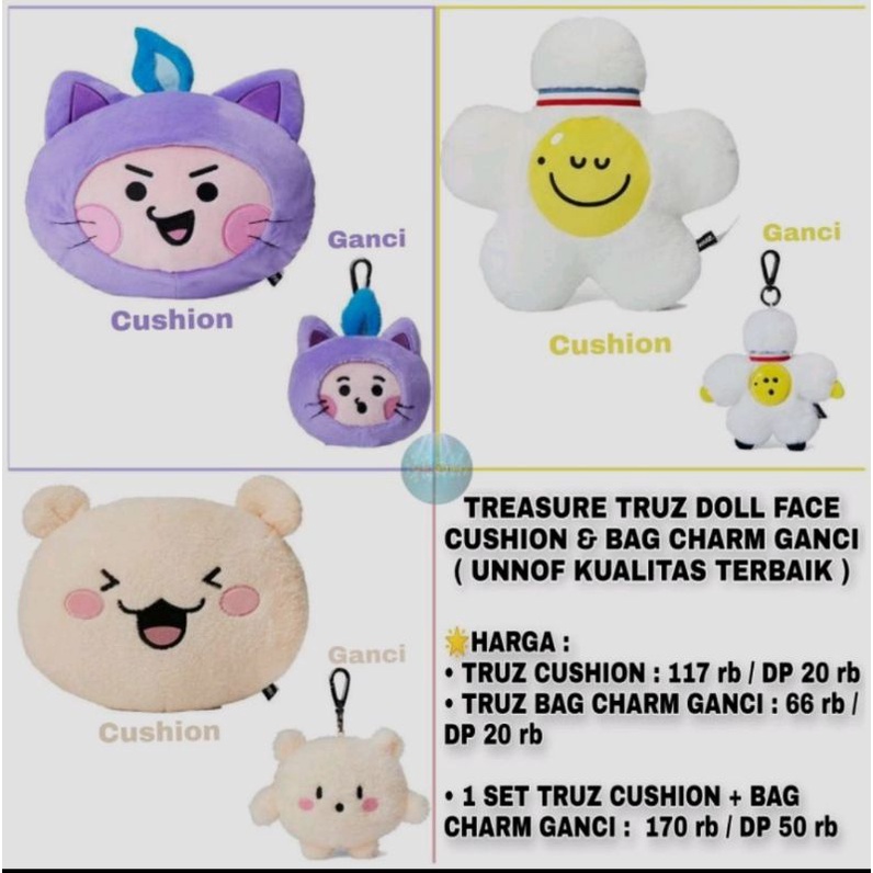 [ READY ] TREASURE TRUZ DOLL FACE CUSHION & BAG CHARM GANCI CHILI ROMY RURU