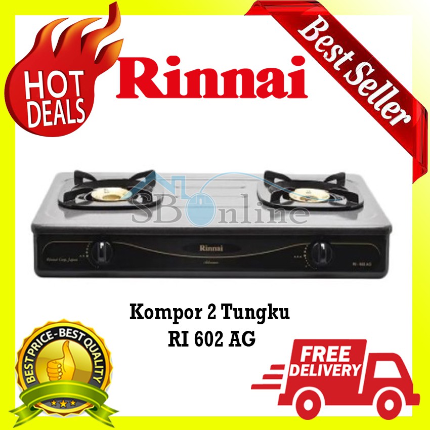 Kompor Gas 2 Tungku - Gas Stove Rinnai - RI 602 AG