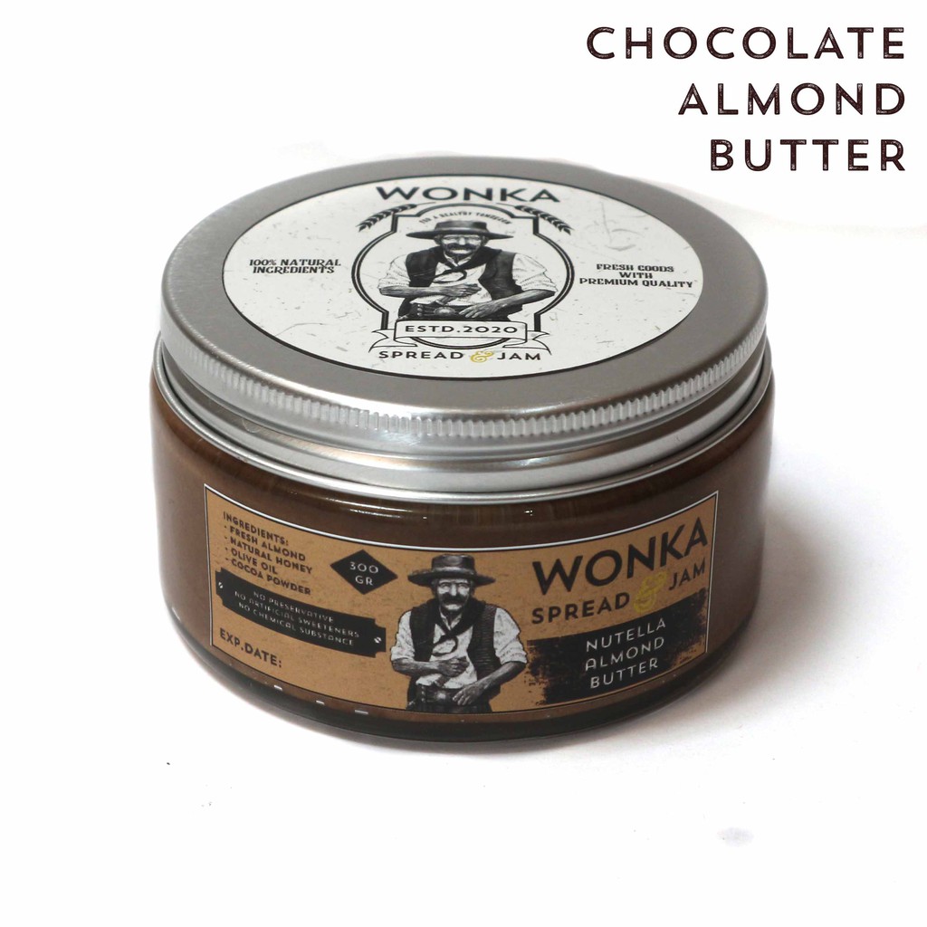 

Selai Wonka Coklat Almond Butter | Premium Cokelat | Natural handmade | Makanan sehat, diet, vegan
