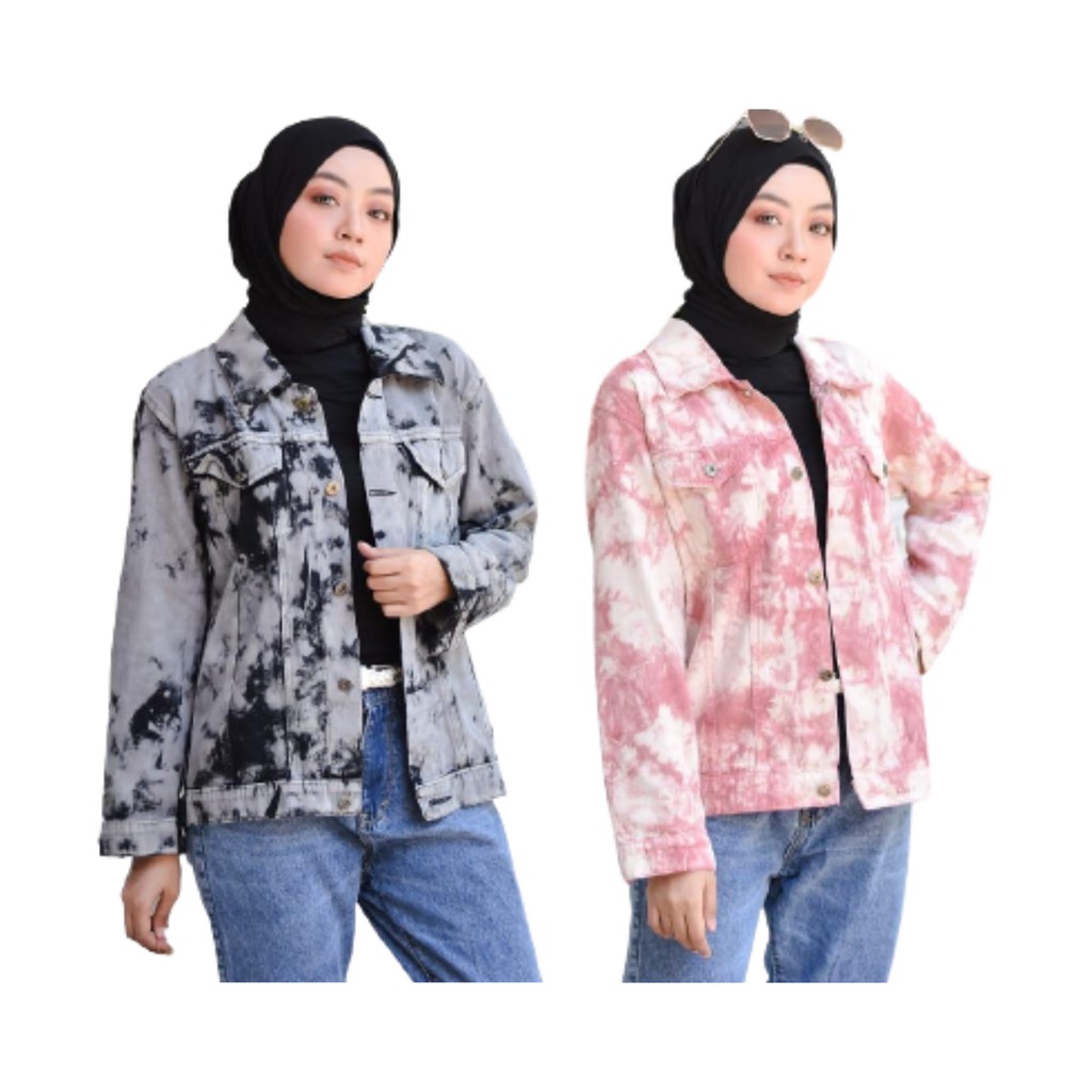 Jaket Jeans Tie Dye Cewek/Wanita | Jaket Hijab &amp; Non Hijab Wanita