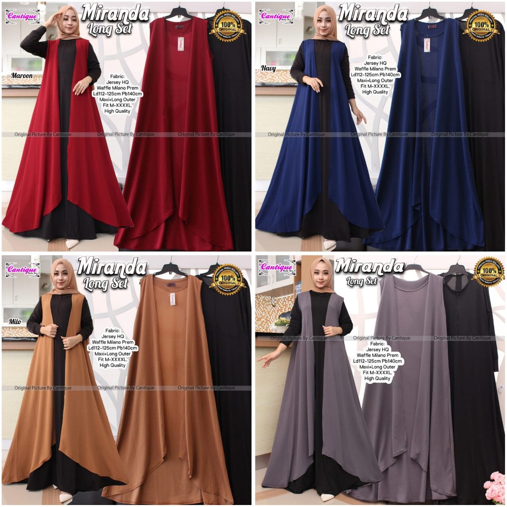 MIRANDA LONG SET MUSLIM WANITA (PISAH) FASHION MUSLIM KEKINAIN MAYUNG GAMIS JERSEY SUPER CANTIQUE