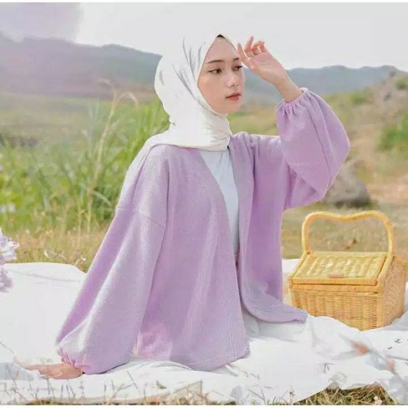 Cardigan Lengan Balon Crincle Air flow