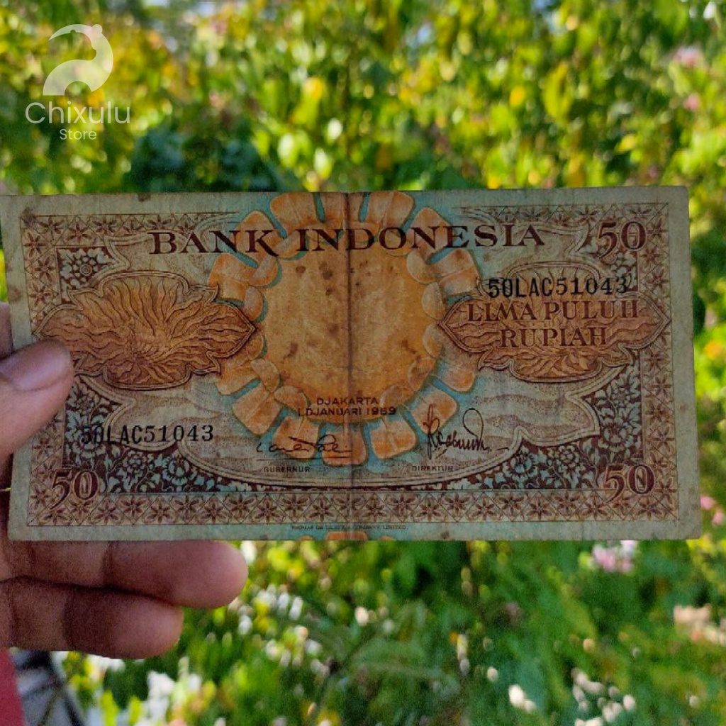 Uang Kertas Kuno Rp 50 Seri Bunga Tahun 1959 | Uang Lama Indonesia