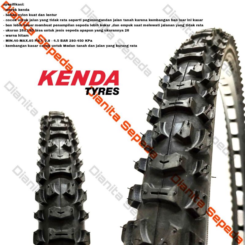 ban luar 26 x 1.95 kenda sepeda mtb gunung thrill federal pacific polygon 26x1.95 kembangan tebal