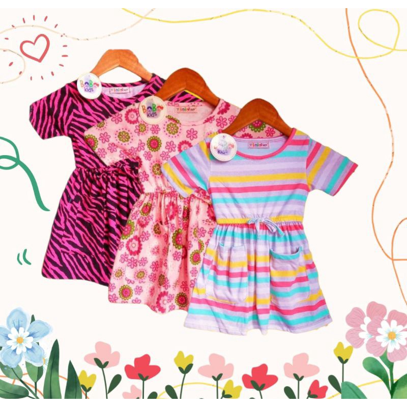 [Bobo kids] BAJU ANAK PEREMPUAN [NAYLA [2-4 THN] [DRESS ANAK KATUN KAOS MIX MOTIF] [MBK]