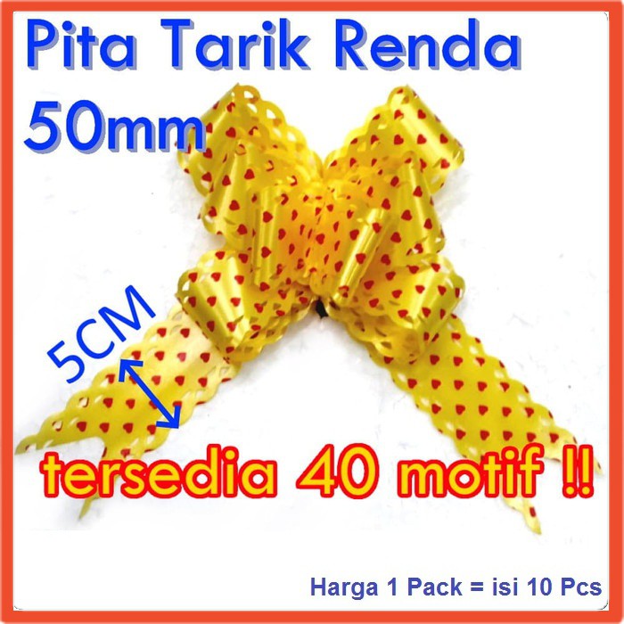 

Pita Tarik Renda 50mm Besar 1 Pack isi 10 Pcs untuk Dekorasi Parcel