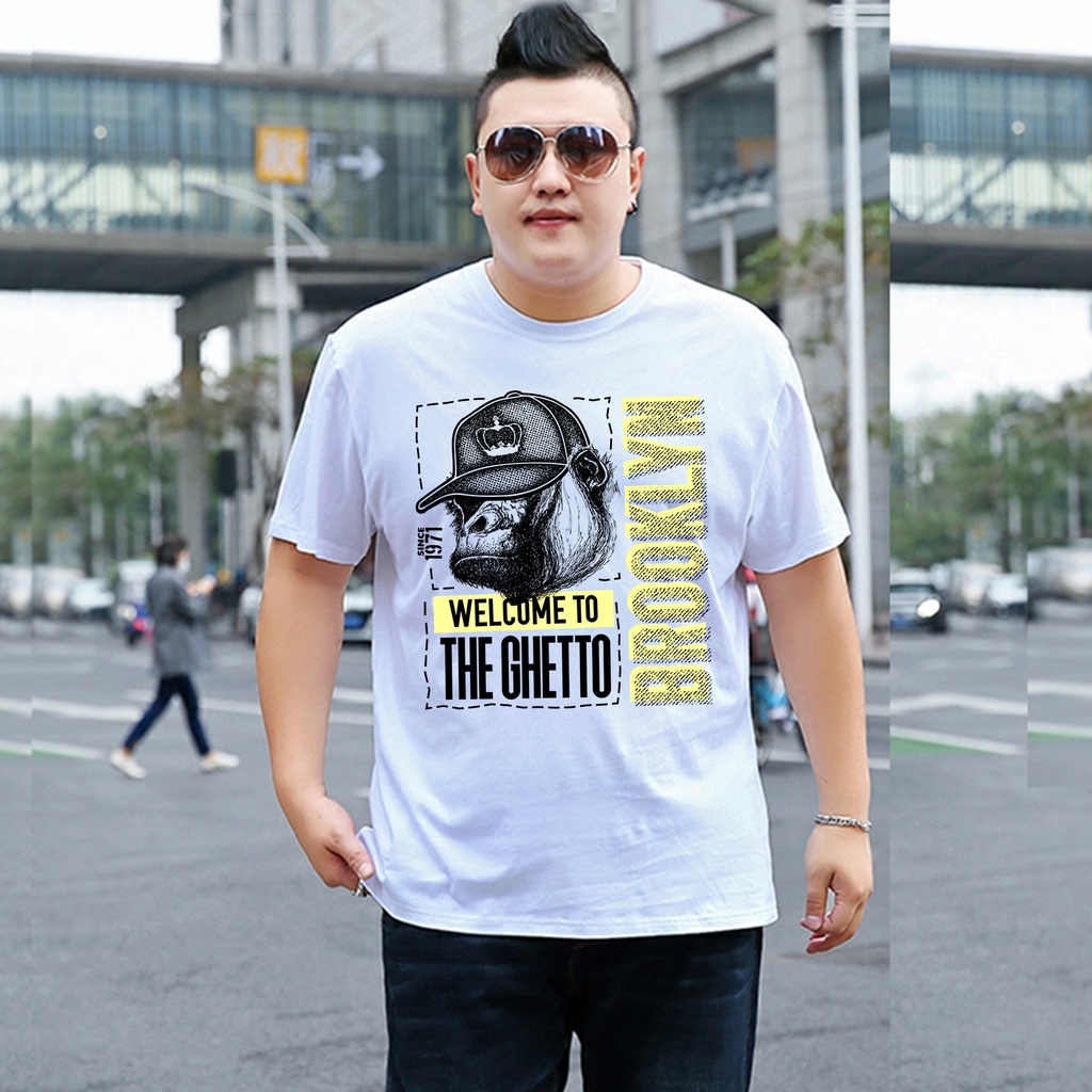 Baju Kaos Pria Jumbo Gorilla Brooklyn Tshirt Bigsize XL XXL Distro DTF