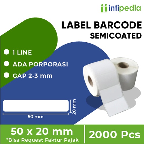 

LABEL BARCODE SEMICOATED 50 MM x 20 MM ISI 2000 PCS MURAH