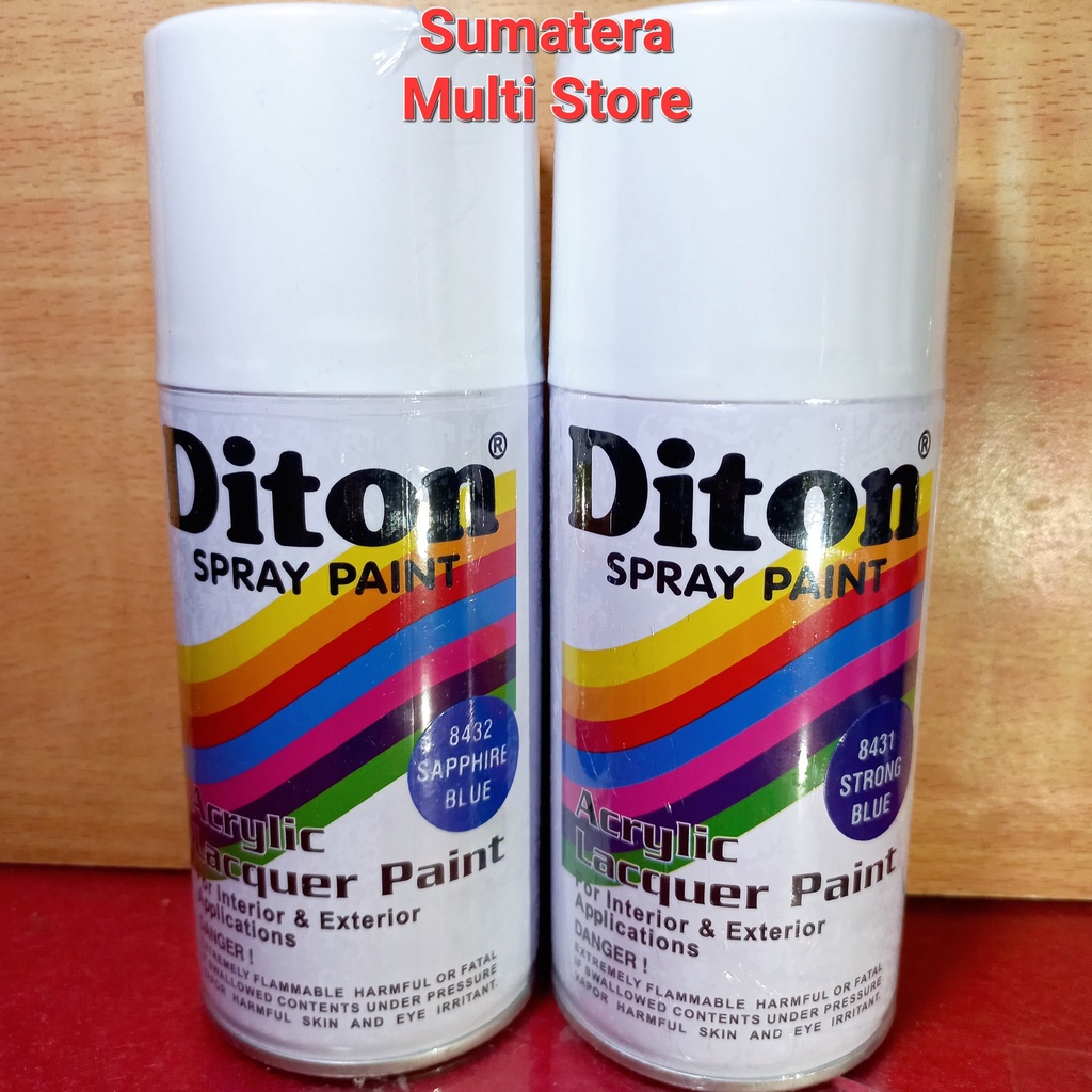

Diton Standart Saphire Blue 8432 dan Strong Blue 8431 - Cat Semprot Warna Biru 300 ml / Pilox Pilok