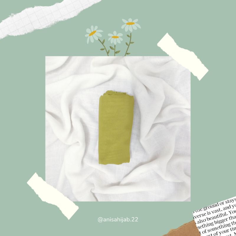 Hijab Segi Empat  / Hijab Segi  Empat Bella Square Polycotton / Hijab Segi Empat Hijau lemon Premium