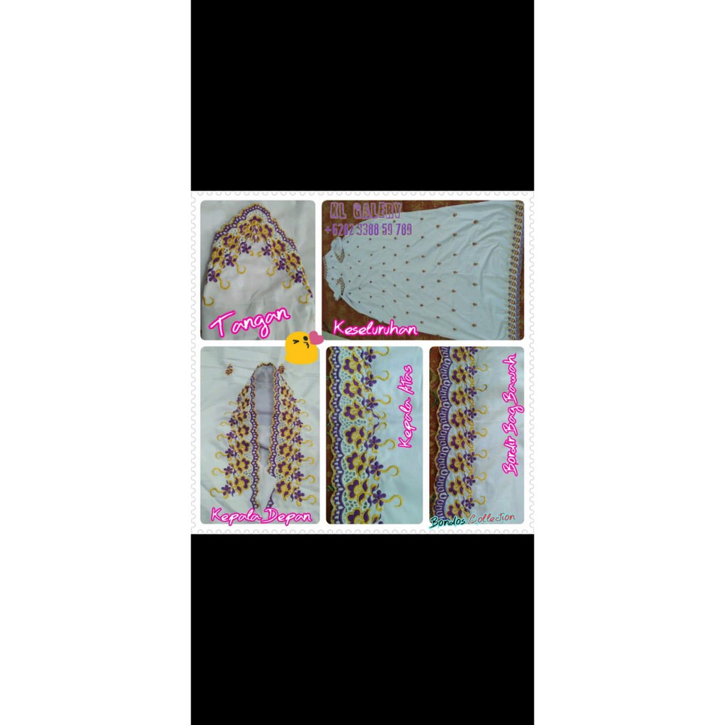 Mukenah bordir model terusan motif kipas kain Tetron