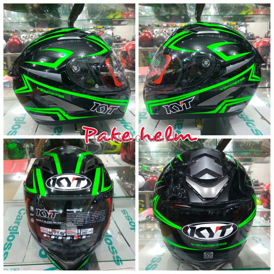HELM KYT VENDETTA CARBON HELM KYT FULL FACE BLACK GREEN