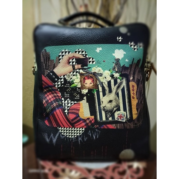 BACKPACK ART FEVER BRERA BAG ALICE IN WONDERLAND PRELOVED