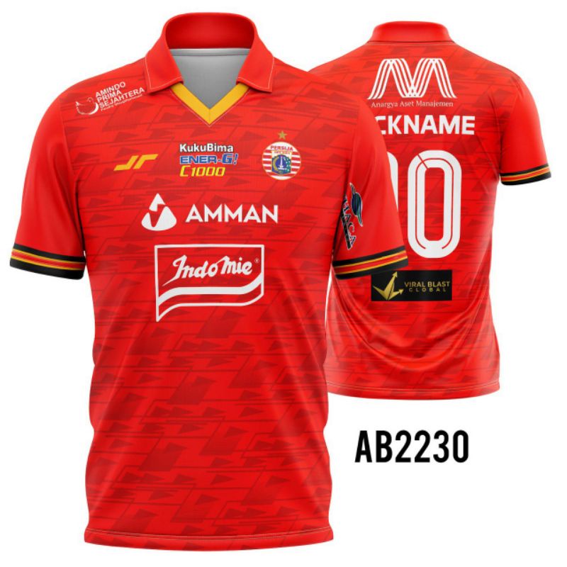 Kaos Jersey Sepakbola PERSIJA Jakarta 2021 home kerah Custom Free Nickname XS-XXL