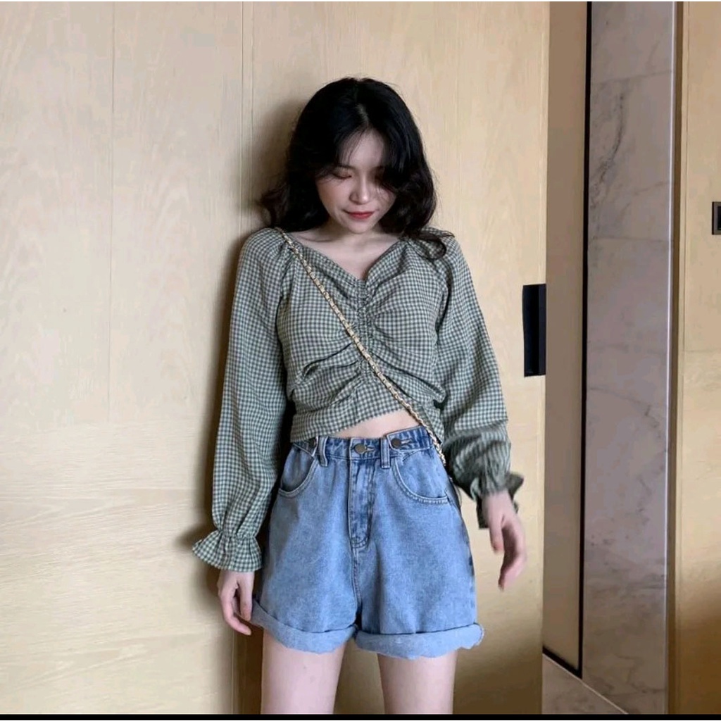 Atasan Top Blouse Tangan Panjang Korean Style 881