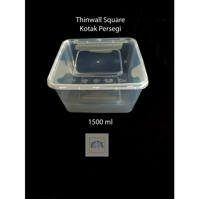 

Thinwall/Food container PERSEGI / SQUARE 1500ml isi 25 bahan tebal - BARU