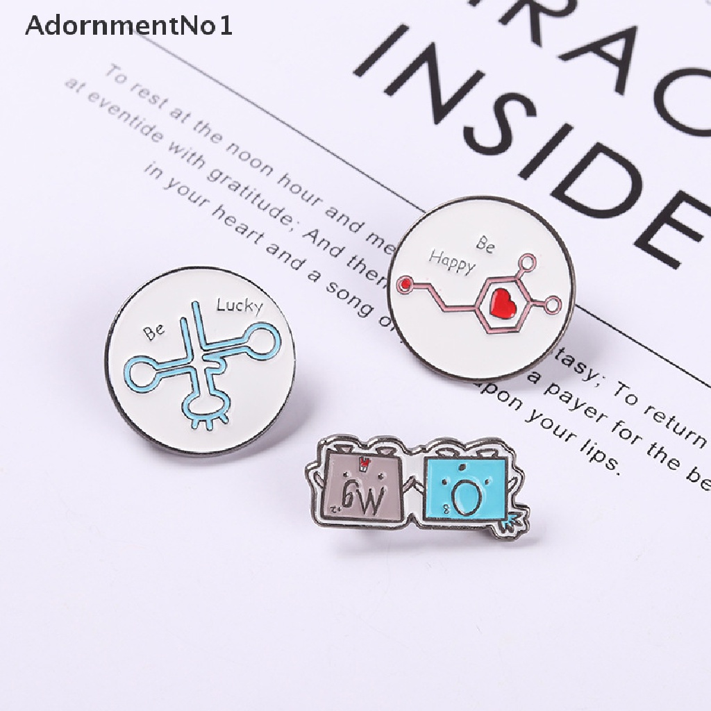 (AdornmentNo1) Bros Pin Enamel Desain Molekul Kimia Element OMG Lucky