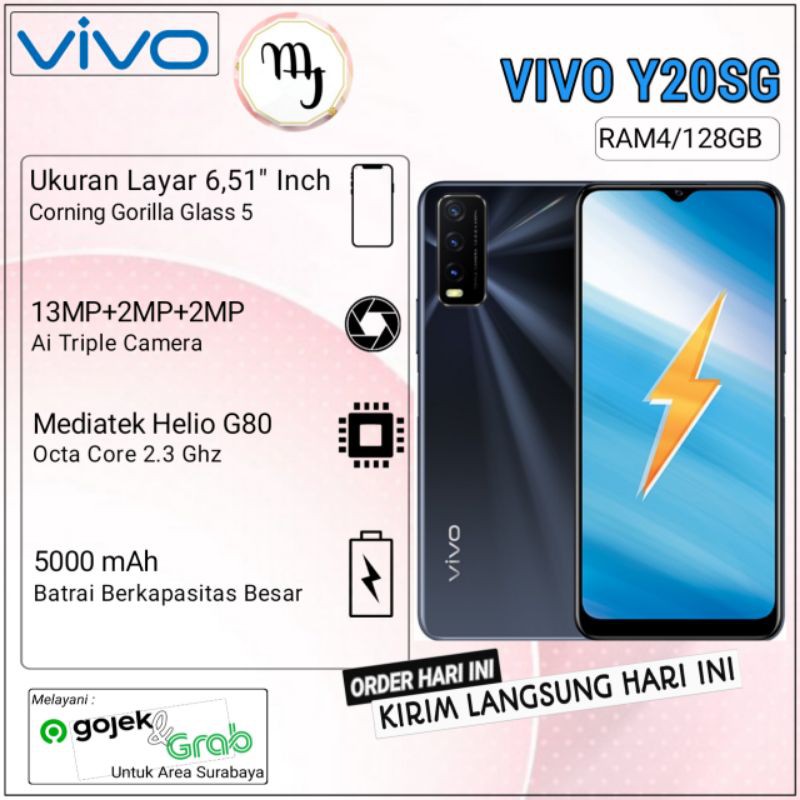 VIVO Y20SG Ram 4/128GB Garansi Resmi 100% Service Center Vivo Seluruh Indonesia