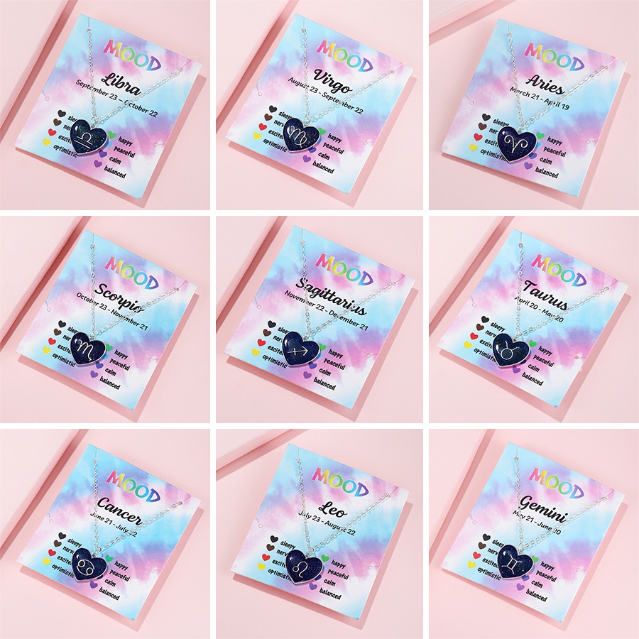 Kalung Liontin 12 Rasi Bintang Warna silver Untuk Pria Dan Wanita