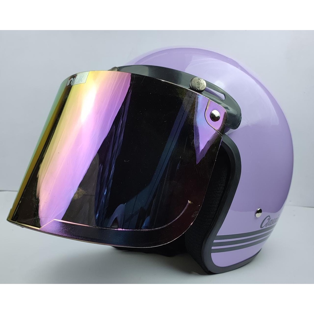 Helm Bogo Dewasa Classic Garis Klasik Retro Wanita Pria Cowok Cewek Wanita Pria full leher SNI