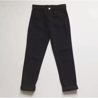 HOPYLOVY Plain Boyfriend  Hitam  Celana Boyfriend  Jeans  