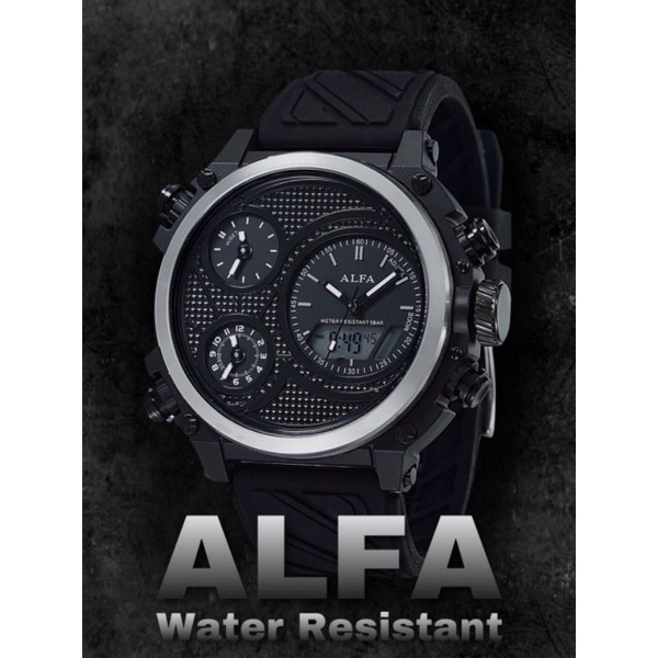 (Bisa cod) Jam Tangan ALFA Fourtime 4time (3Analog + 1Digital) Original 8005