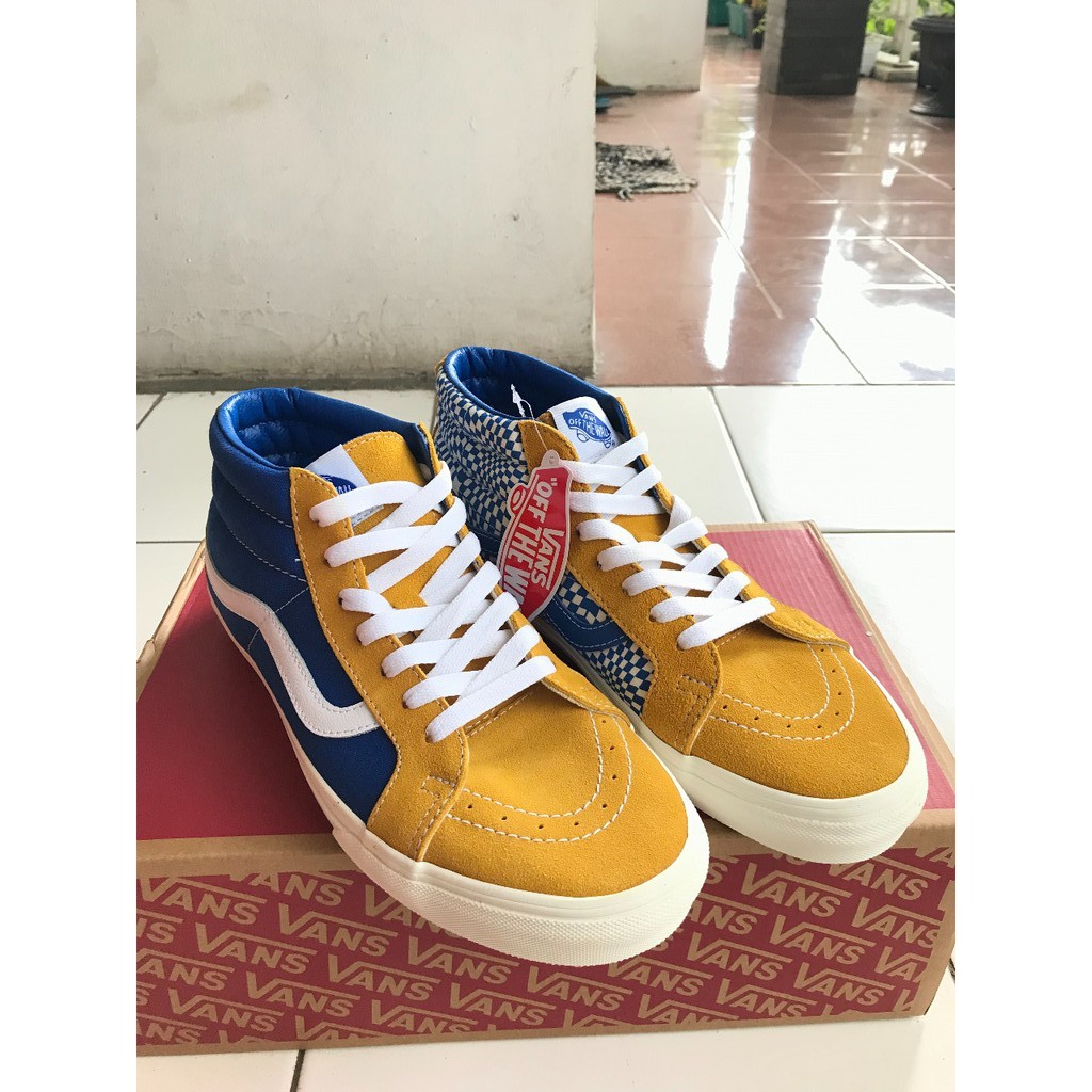 Sepatu Vans Sk8 Mid Reissue Blue Yellow New 100% ORIGINAL RESMI NAVYA