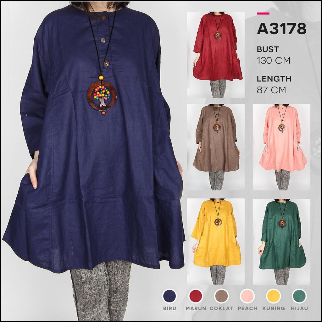 Tunik Polos Jumbo Linen