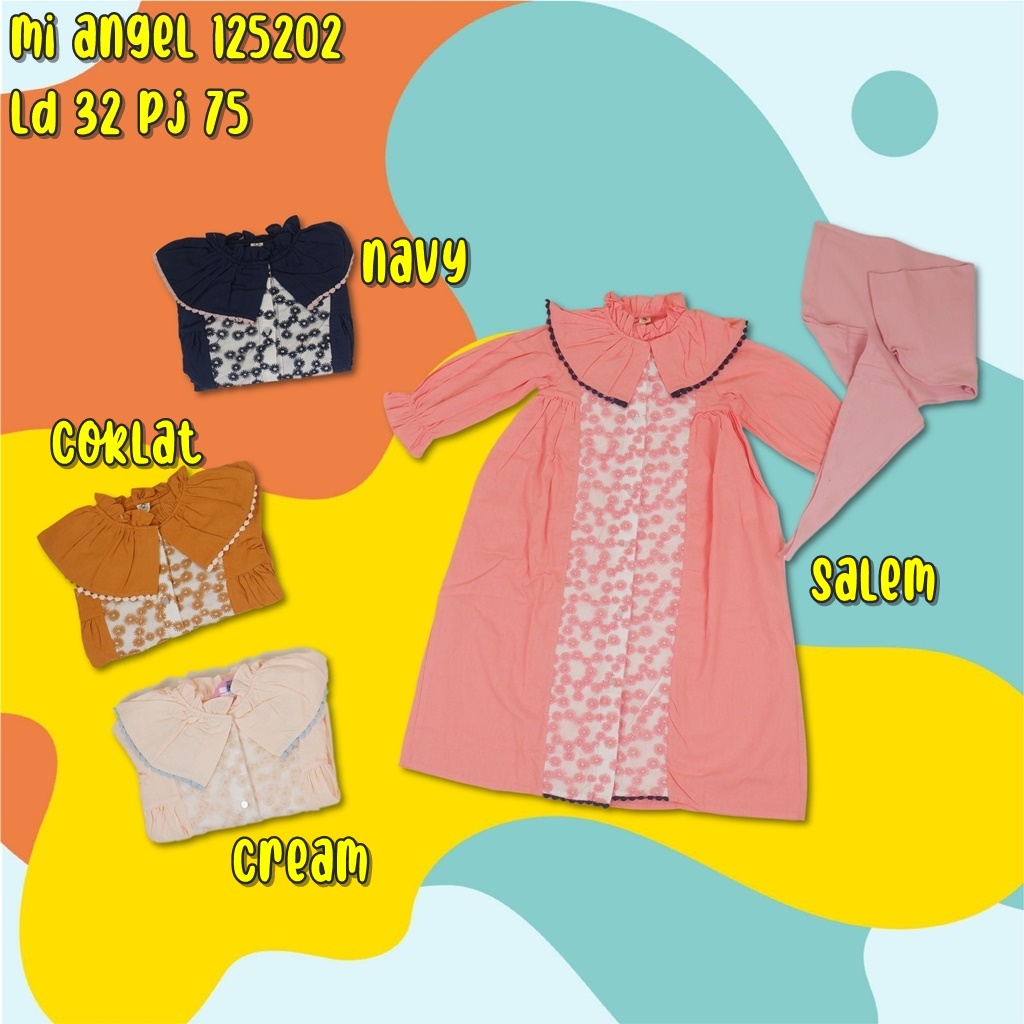 mi angel 125202 gamis pashmina anak gamis tile anak lucu usia 24-30 bulan