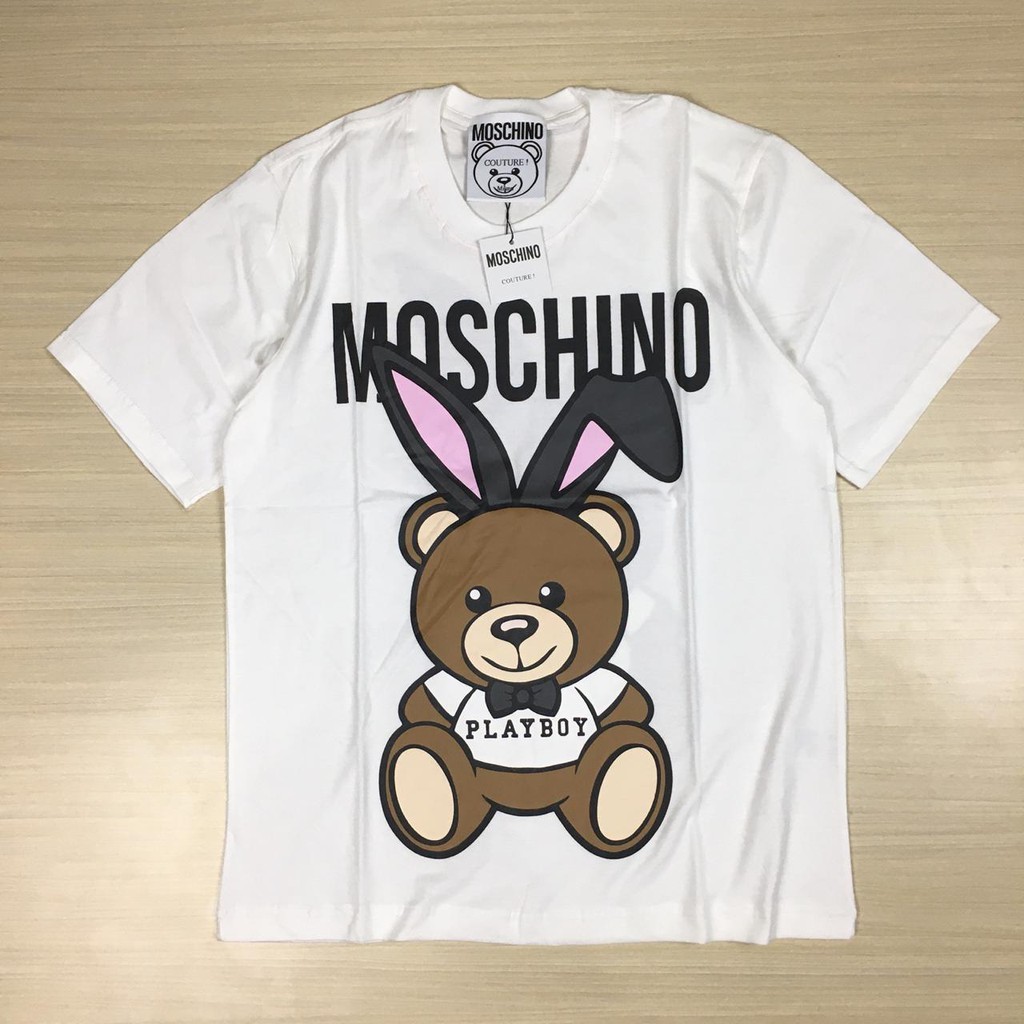 KAOS THSIRT MOSCHINO BEAR PLAYBOY - PUTIH