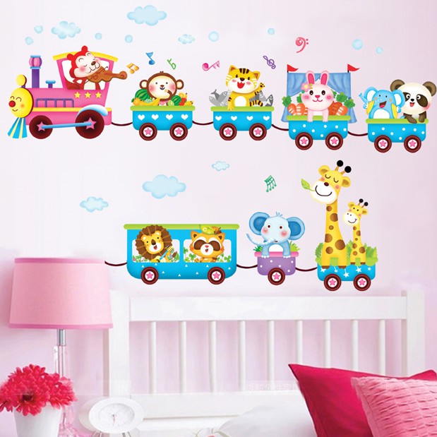 RELIZA WALL STICKER KERETA SIRKUS HEWAN TRAIN ANIMAL TRANSPORTATION STIKER DINDING XY1125