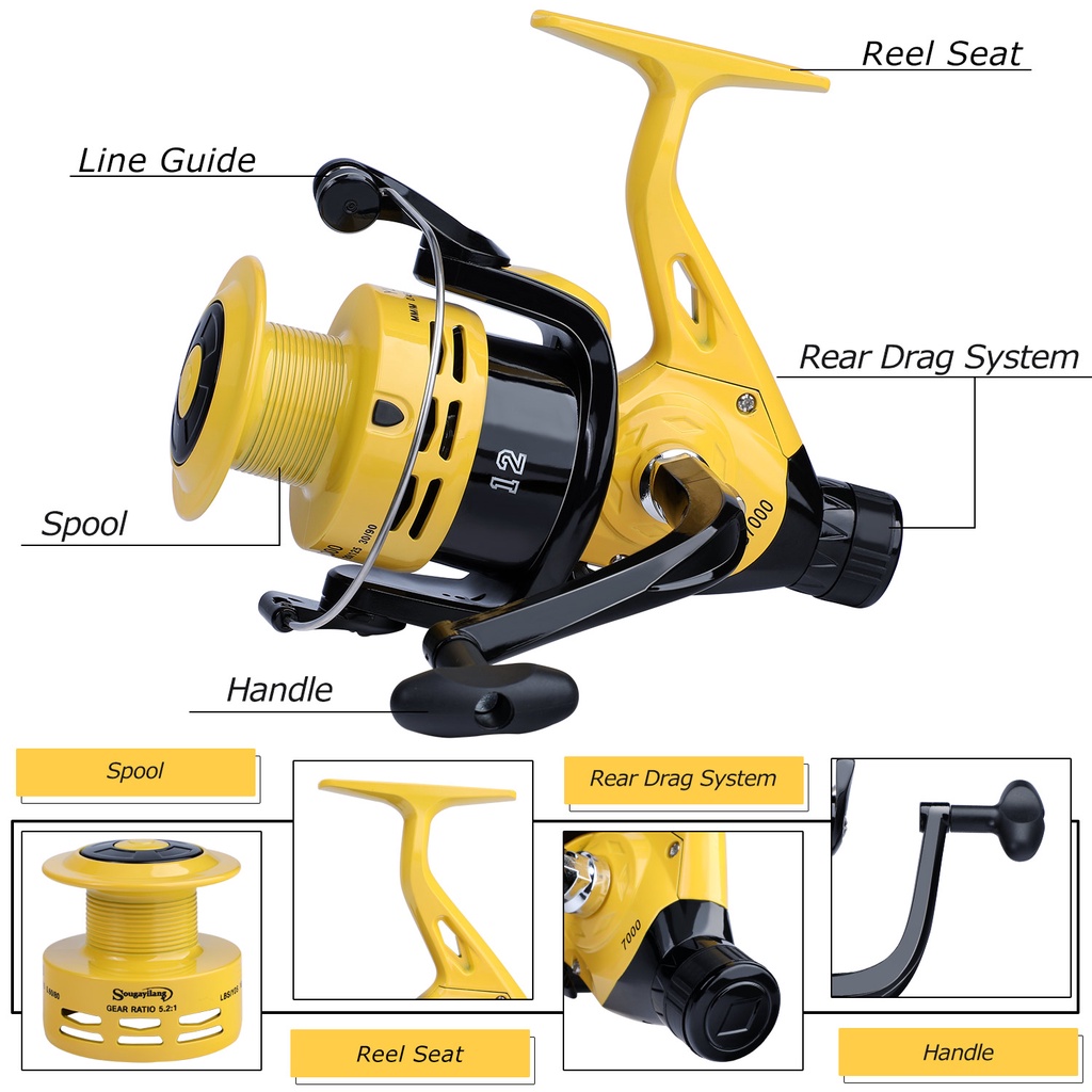 New 11+1BB 5.2:1 Gear Ratio 8KG Max Drag Carp Pancing Alat Pancingan  Rak Kuningan Plat Gigi Paduan Seng  Stainless Steel Handle Line Spool Saltwater Fishing Accessories  New Spinning Fishing Reel