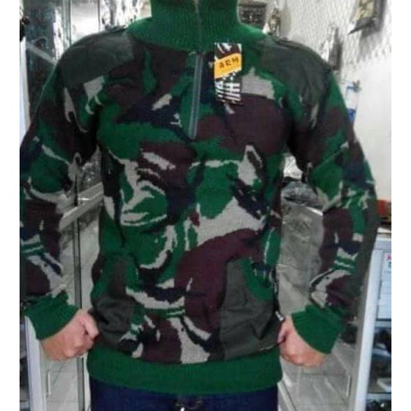 Harga Spesial.. Sweater pria army loreng hitam hijau / sweater rajut army tactical  outdoor