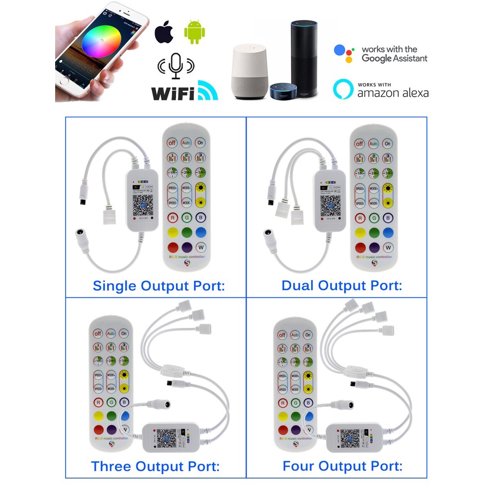 Remote Control Led Strip RGB Wifi 5050 2835 Magic Home TRIPLEDI DC12V Single Double Output Remot Kontrol 24 Key