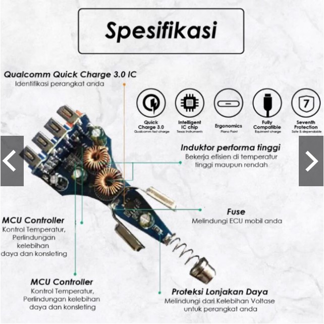 Qualcomm Mobil Quick Fast 4 USB QC 3.0 Car Charger Samsung Xiaomi iPhone Cas Oppo Vivo hp Asus