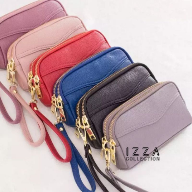 Dompet Hp Dan Uang Wanita Panjang KOREAN STYLE 3 Ruang Resleting Anti Air Hanging Wallet Handbag Pouch import Papirut makeup Kosmetik paspor ID card