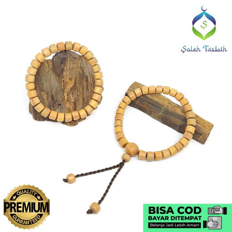 Gelang Kayu Cendana Motif Tabung Pipih, Size 8mm x 6mm_Gelang Pria Dan Wanita