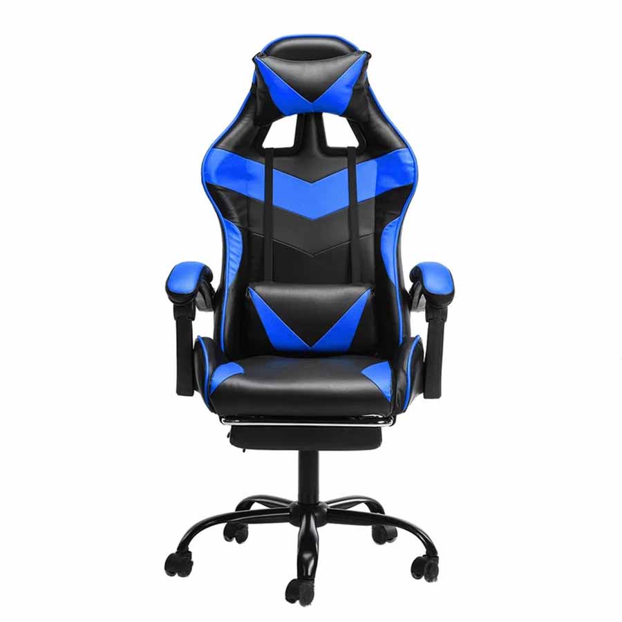 Kursi Gaming Ergonomic Chair Lumbar Support with Footrest - CH808 - Black/Blue