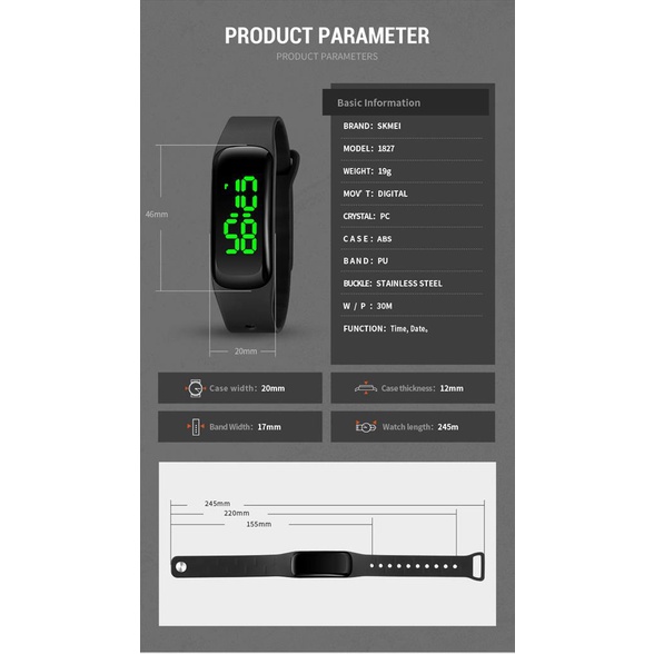 Jam Tangan LED SKMEI 1827 Original water resist 3 atm