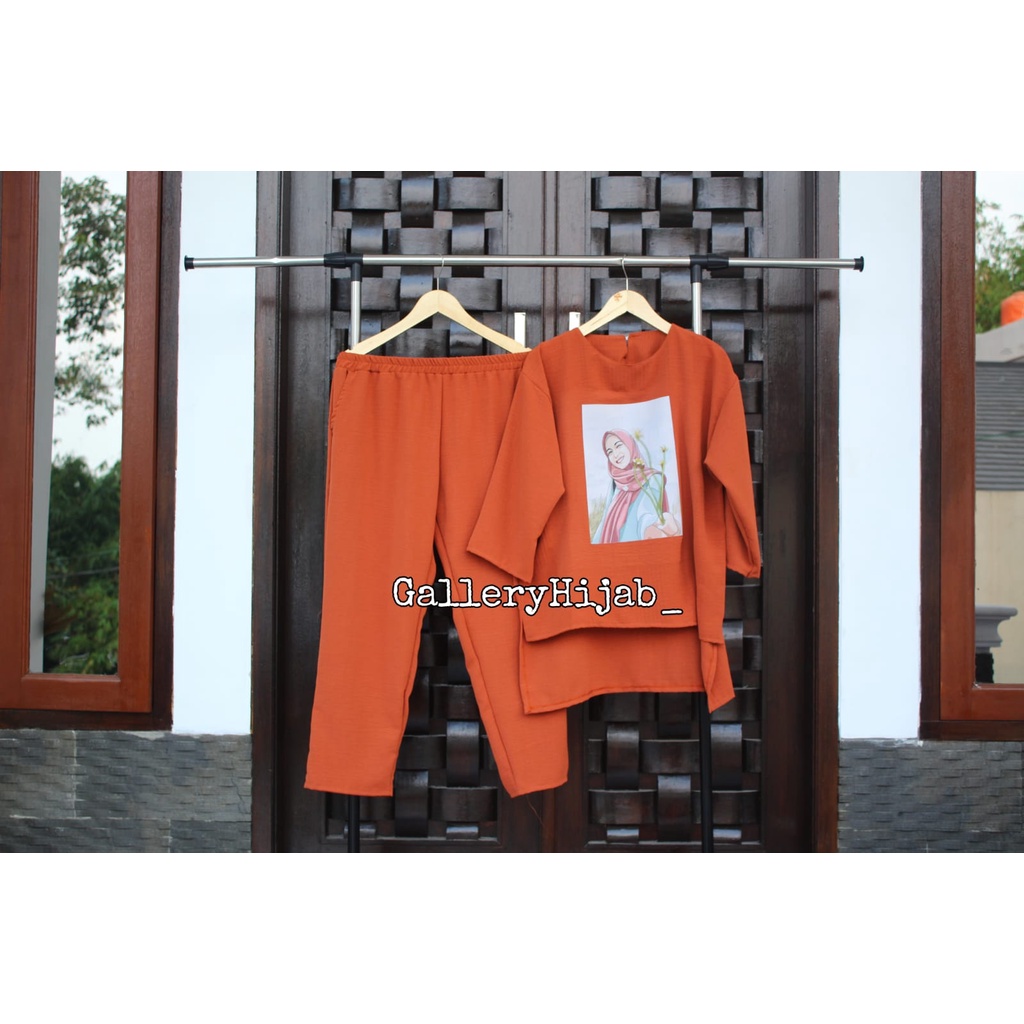 SETELAN WANITA HIJAB // MOTIF RICIS // CRINCKLE AIRFLOW // OUTFIT SABLON VIRAL