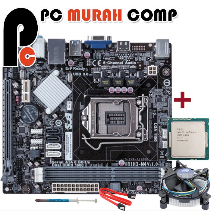 Mainboard LGA 1150 H81 DENGAN PROCESSOR I3 4160 BONUS FAN