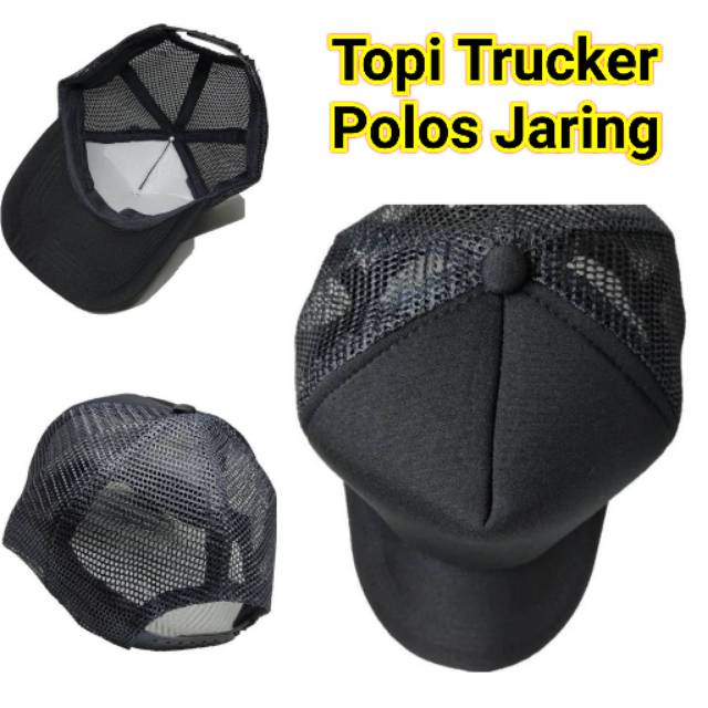 Topi Jaring Hitam, Topi Polos, Topi Trucker Polos Jaring,  Topi Polos Jaring, Trucker Jaring,