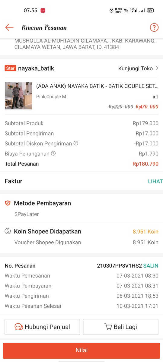 (ada Anak) Nayaka Batik - Batik Couple Set Prilly Slendang Payet