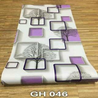 WALLPAPER DINDING GH046 MOTIF KOTAK  KOTAK  UNGU 3D  ukuran  