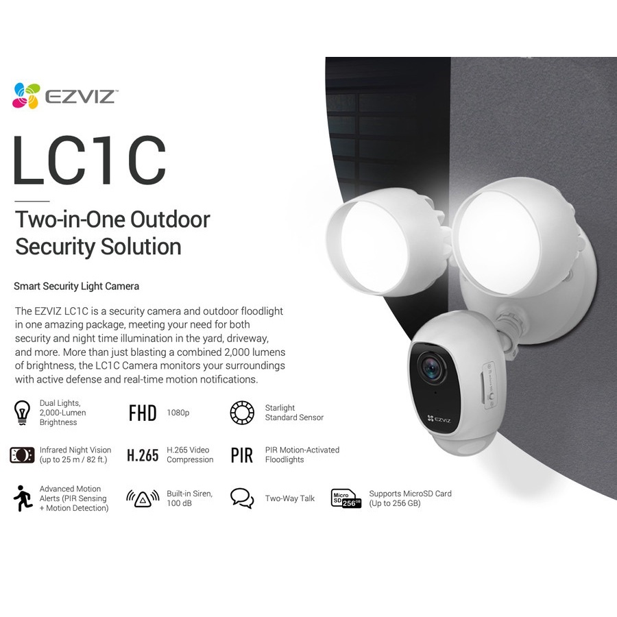 Ezviz LC1C Smart Security Light Camera IP Kamera Dengan Lampu