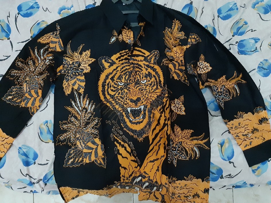 Atasan Kemeja Batik  Pria Lengan Panjang Premium Modern Macan Raffi Full Furing Rajasakti Solo Ori