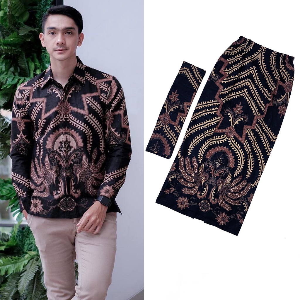 Rok dan Kemeja Cowok Batik Halus Couple Annabel Rovella Nirmala Lila Cendrawasih Misbi Ecer